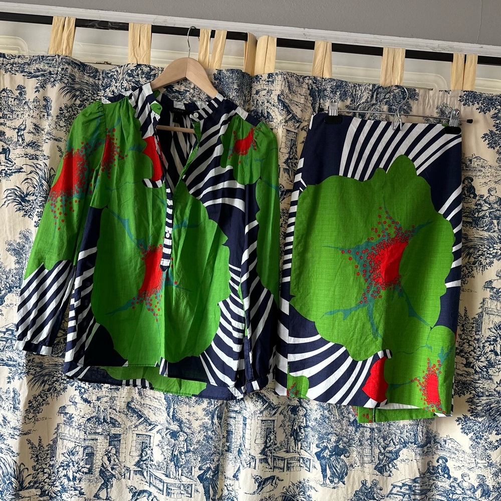 J. Crew 100% cotton matching set floral with stripes